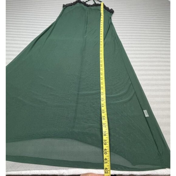 Sheer Lace Trim Nightgown Slip Dress Womens Large Green Halter Mesh Lingerie - Picture 7 of 10